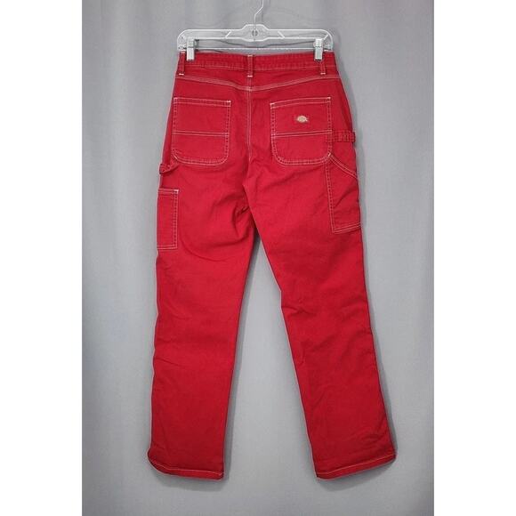 Dickies Pants Womens 29x30 Red Workwear Utility Hammer Loop Straight Rockabilly - Picture 2 of 16